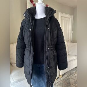 Abercrombie Kids Girls Puffer Jacket Ultra Collection Faux Fur Black Size 15/16